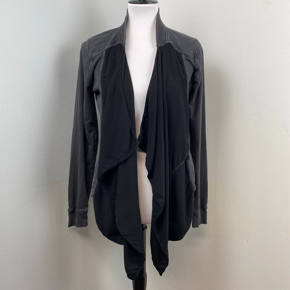 Lucky Brand Black Draped Open-Front Cardigan